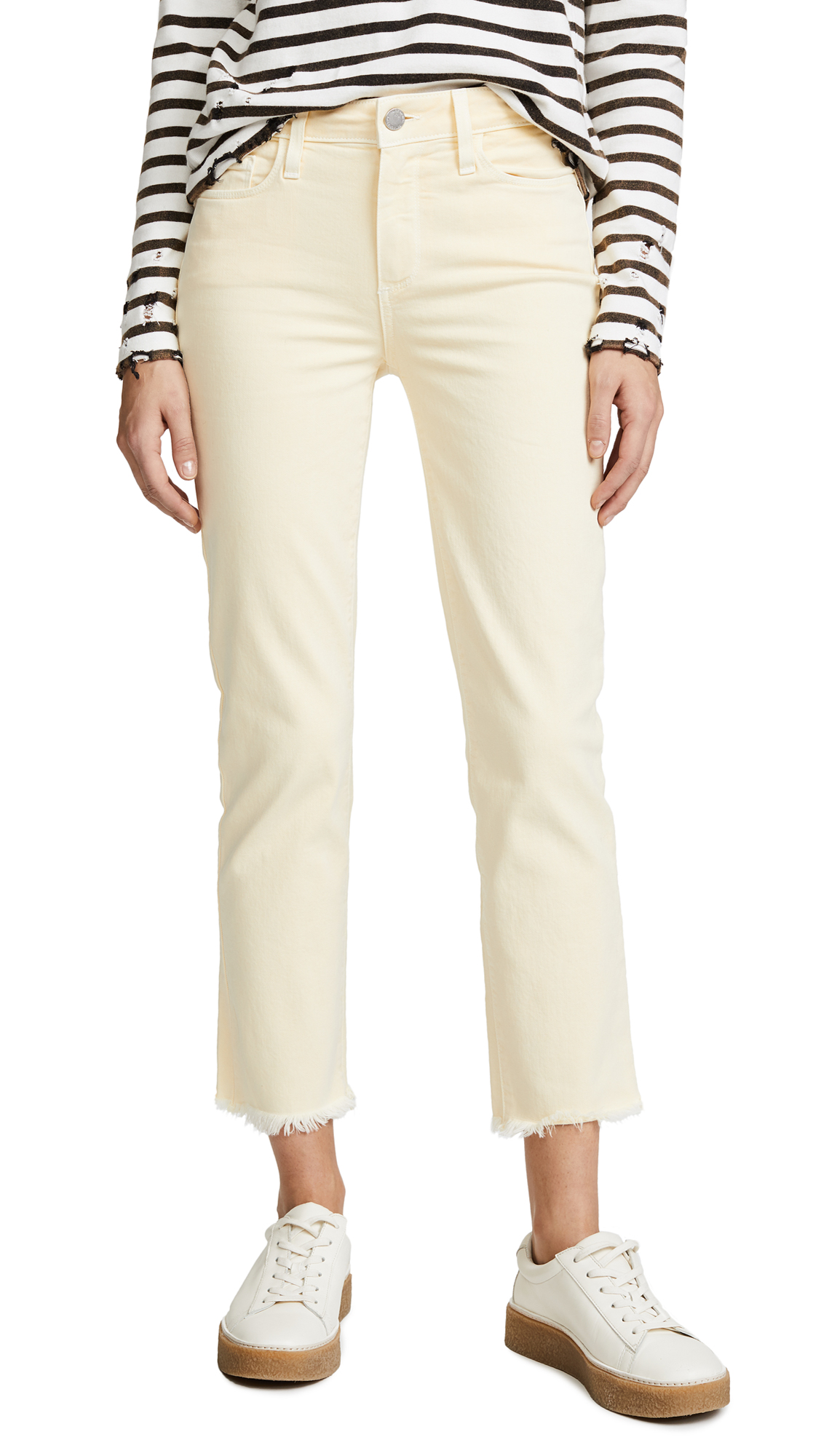 PAIGE Light Yellow Faded Jeans